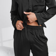 Lunya Men's Washable Silk Button Up Set- #Immersed Black