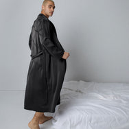Men's Washable Silk Robe - #Immersed Black