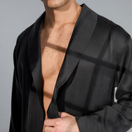 Men's Washable Silk Robe - #Immersed Black