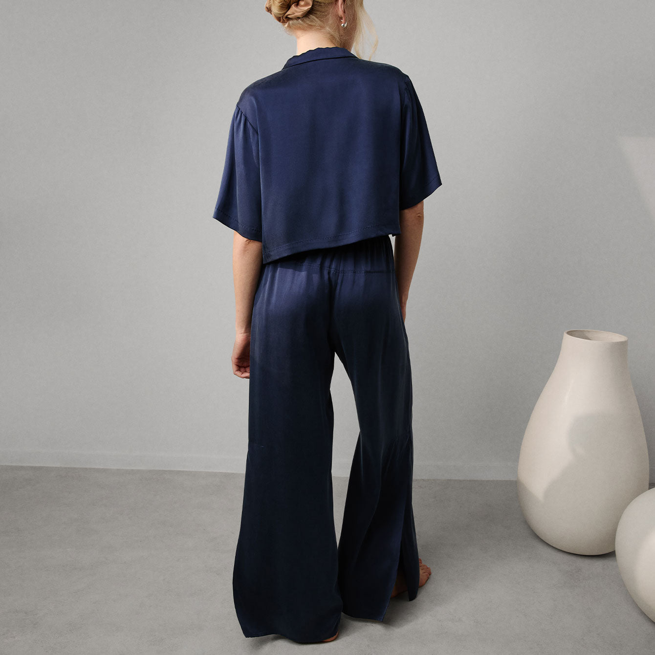 Lunya Washable Silk High Rise Pant Set - #Deep Blue