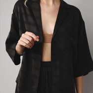 Lunya Pajamas Washable Silk Relaxed Button Up Short Set - #Immersed Black