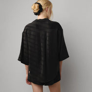 Lunya Pajamas Washable Silk Relaxed Button Up Short Set - #Immersed Black